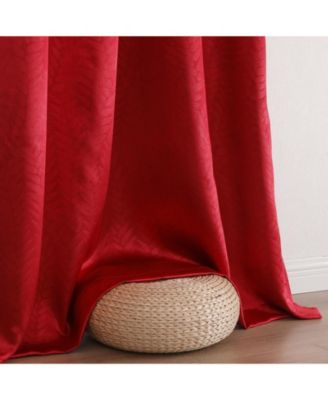 1 Piece Priscilla Light Filtering Grommet Top Embossed Leaves Jacquard Window Curtain Panel - Champagne