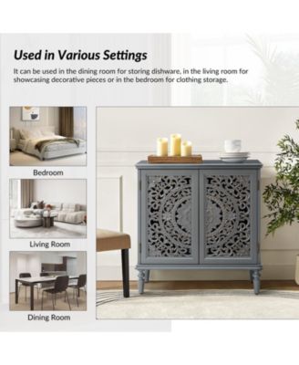 Ismenides Transitional 32" Tall 2-Door Accent Cabinet with Floral Design