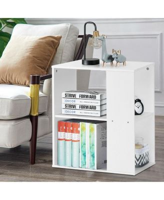 2-Tier Side Sofa End Table Bedside Nightstand Table Brown Home