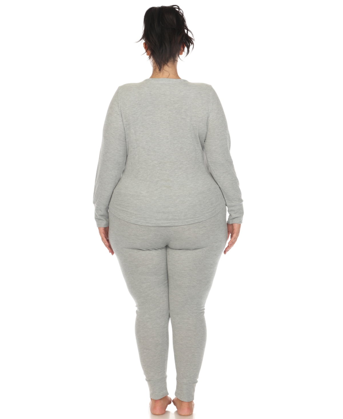 WHITE MARK PLUS SIZE WAFFLE PAJAMA SET 