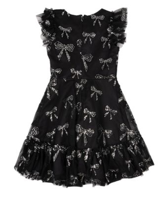 Rare Editions Big Girls Velvet Sequin Bow Party Dress - Macy's