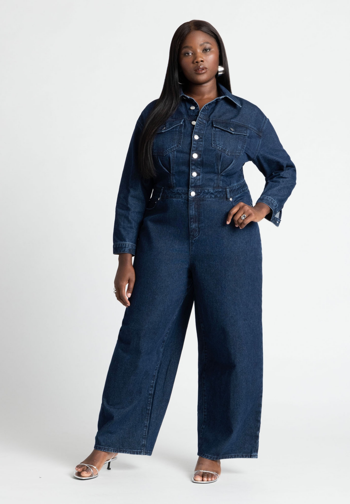 Eloquii Women's Denim Jumpsuit