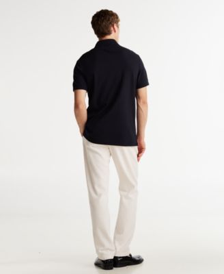 Men's Short Sleeve Embroidered Chest Stripe Polo Shirt