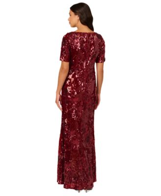Women's Square-Neck Sequin Gown 