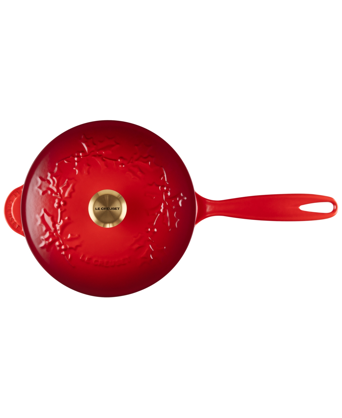 Le Creuset Enameled Cast Iron Holly Collection Traditional Saucier With Lid 2.25 Qt. Cerise In Cerise