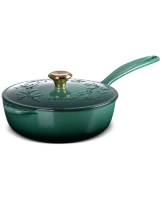 Holly Collection Enameled Cast Iron 2.25-Quart Traditional Saucier with Lid