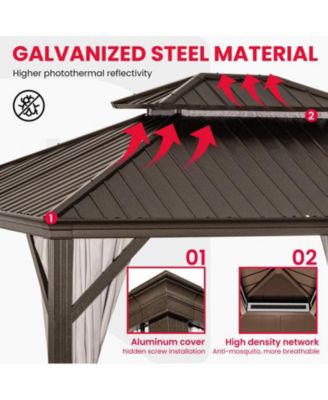 12 ft. x 14 ft. Metal Hardtop Gazebo with Curtains