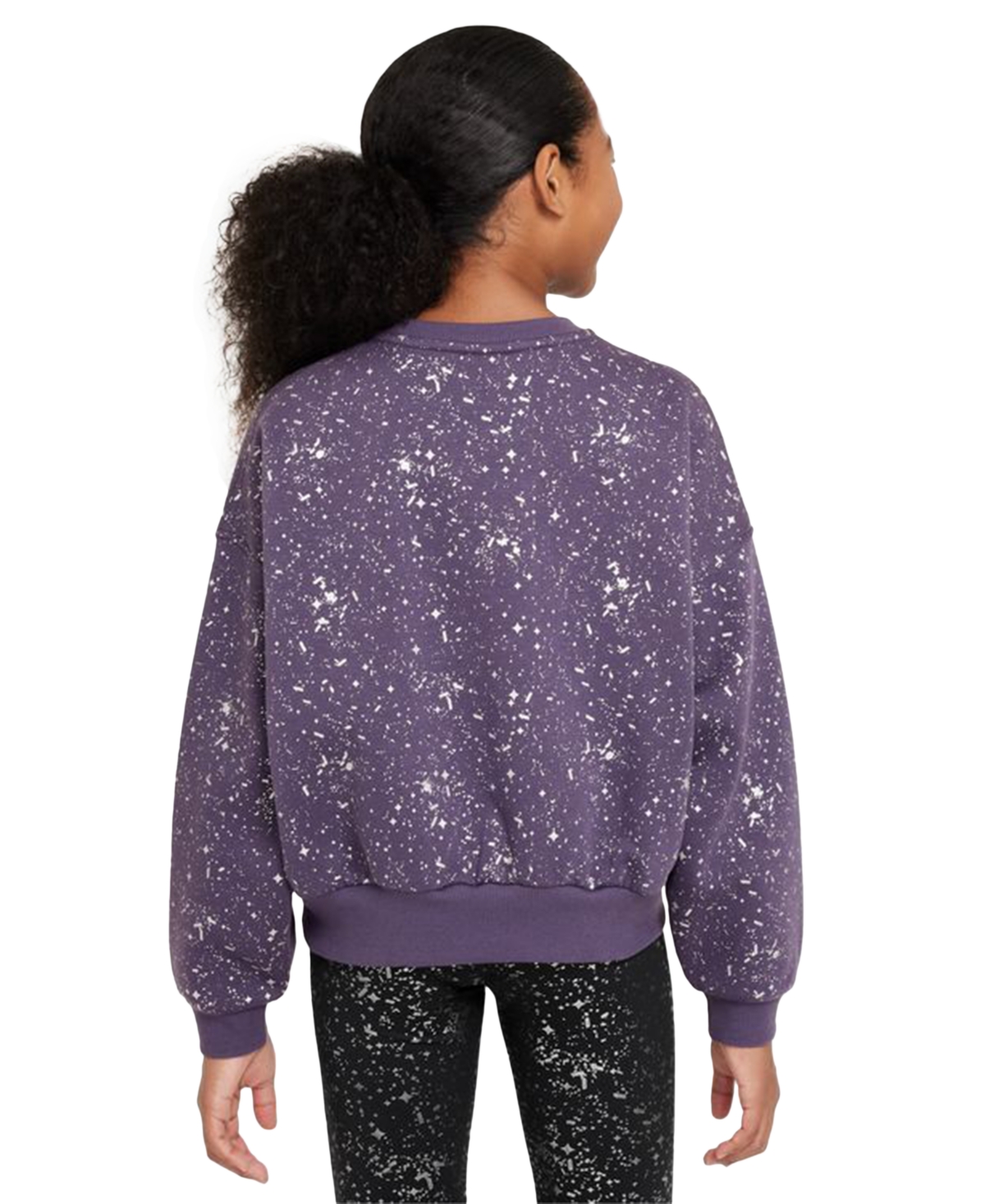 Nike Big Girls Sportswear Club Fleece Crewneck Sparkle Sweatshirt -m