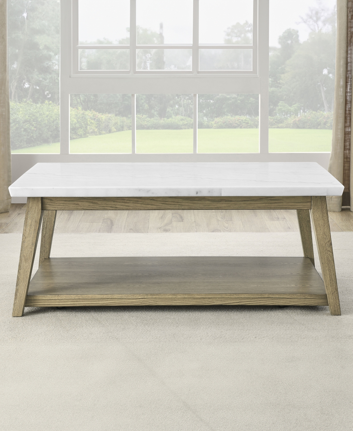 Macy's Mabell 26" Wood Cocktail Table In Natural Multi-step Burnised Blonde