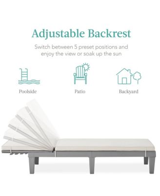 Outdoor Lounge Chair, Resin Patio Chaise Lounger with Seat Cushion