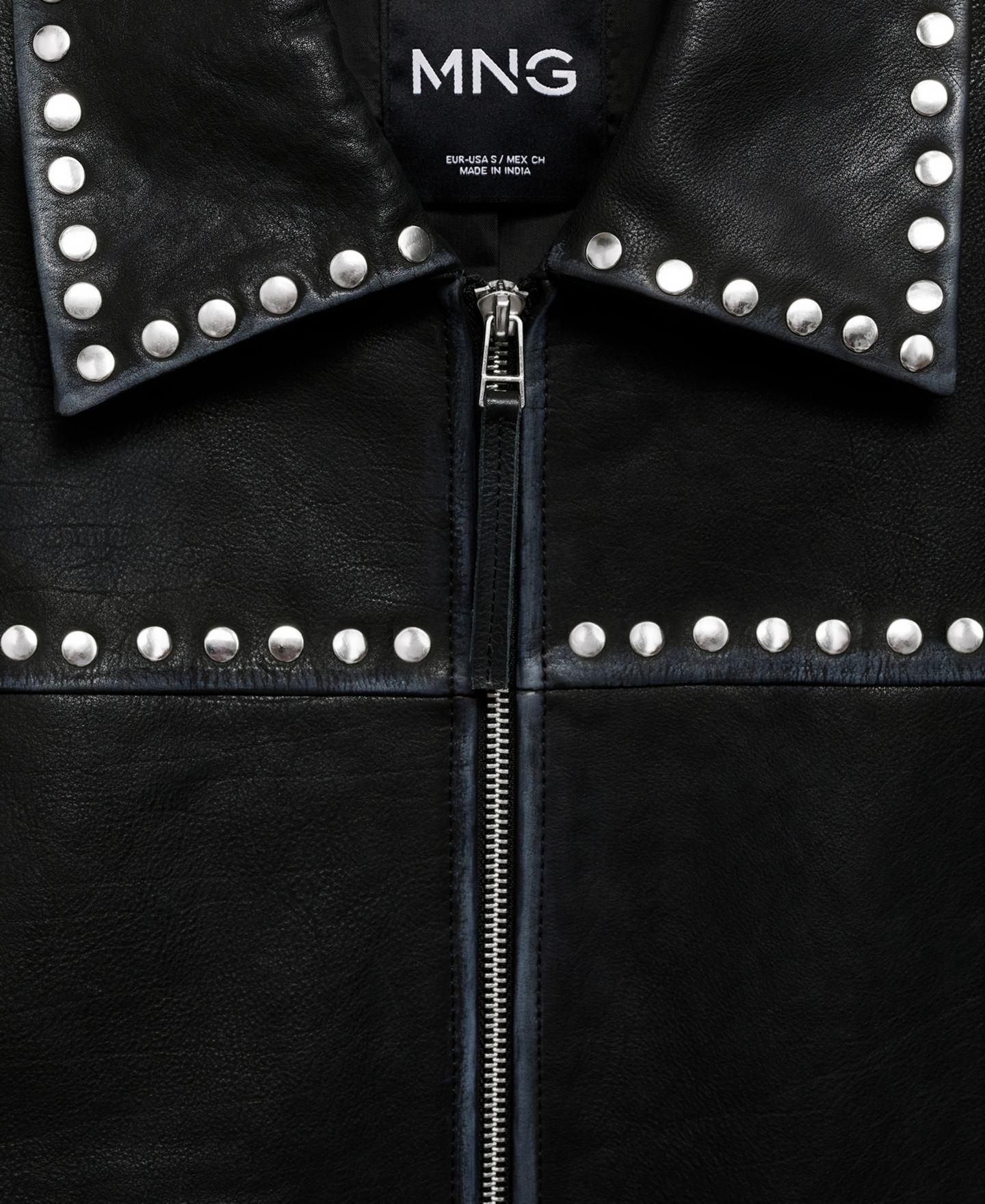 Женская куртка Mango Studded Leather, цвет: Чёрный — фото 5