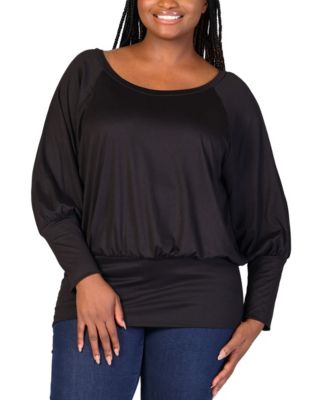 Plus Size Round Neck Banded Bottom Top