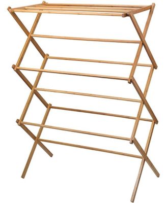 Bamboo Wooden Clothes Drying Rack - Oversize Hang Rack for Clothes - Laundry Rack for Clothing Drying Natural
