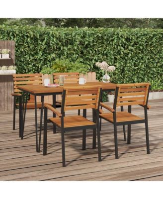 Patio Table with Hairpin Legs 55.1"x31.5"x29.5" Solid Wood Acacia