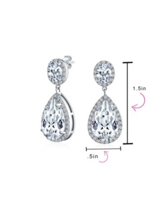Classic Statement 7CT CZ Large Pear Shaped Cubic Zirconia Pave Halo Teardrop Chandelier Dangle Earrings
