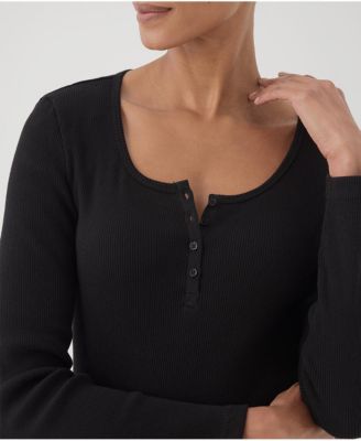 Women's Organic Cotton Favorite Rib Henley Long Sleeve Top