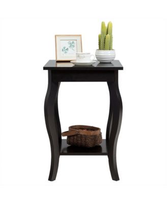 Accent Side Table Sofa End Table Nightstand Coffee Table w/ Storage Shelf Brown