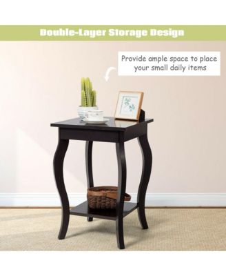 Accent Side Table Sofa End Table Nightstand Coffee Table w/ Storage Shelf Brown