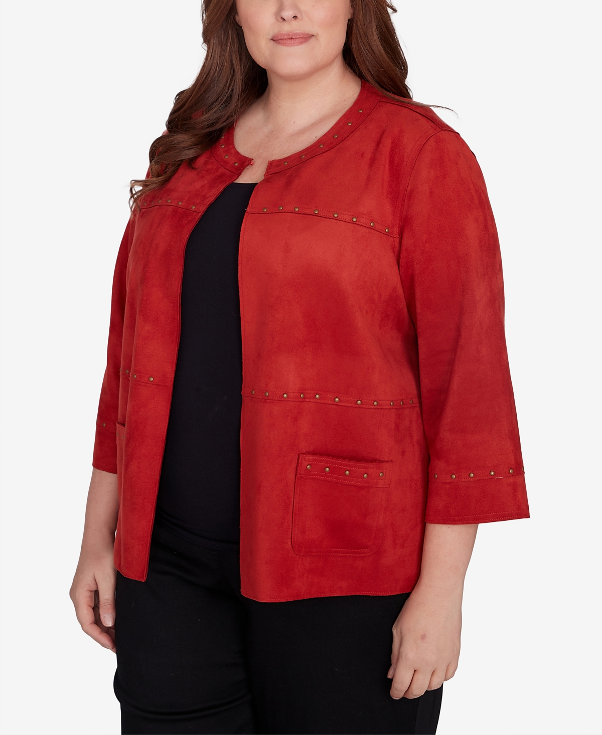 Alfred Dunner Plus Size Harvest Moon Timeless Faux Suede Jacket
