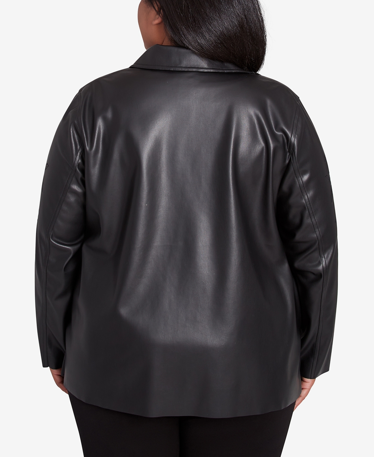 Alfred Dunner Plus Size Runway Ready Floral Embroidered Faux Leather Jacket