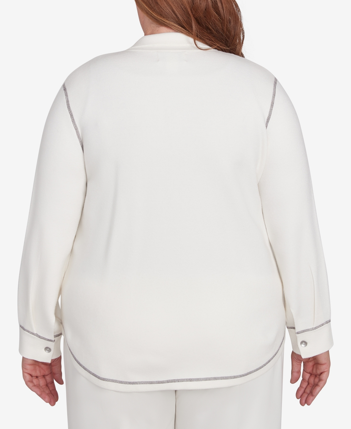 Alfred Dunner Plus Size Copenhagen Button Up Shirt Jacket In Winter White