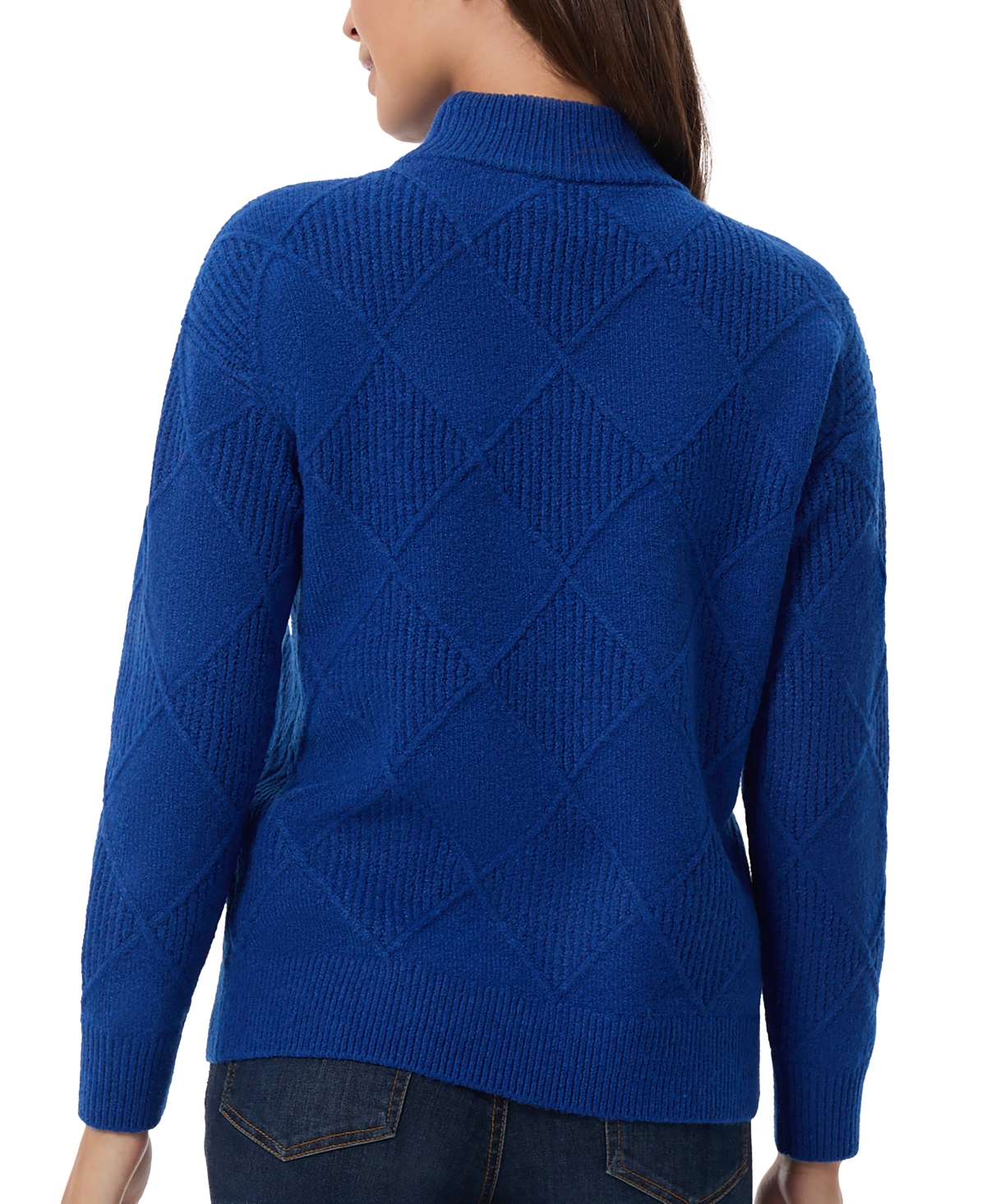 Jones New York Women's Diamond-Stitch Mock-Neck Sweater