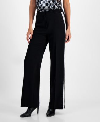 Bar III Women's High Rise Rhinestone-Trim Pants, Created for