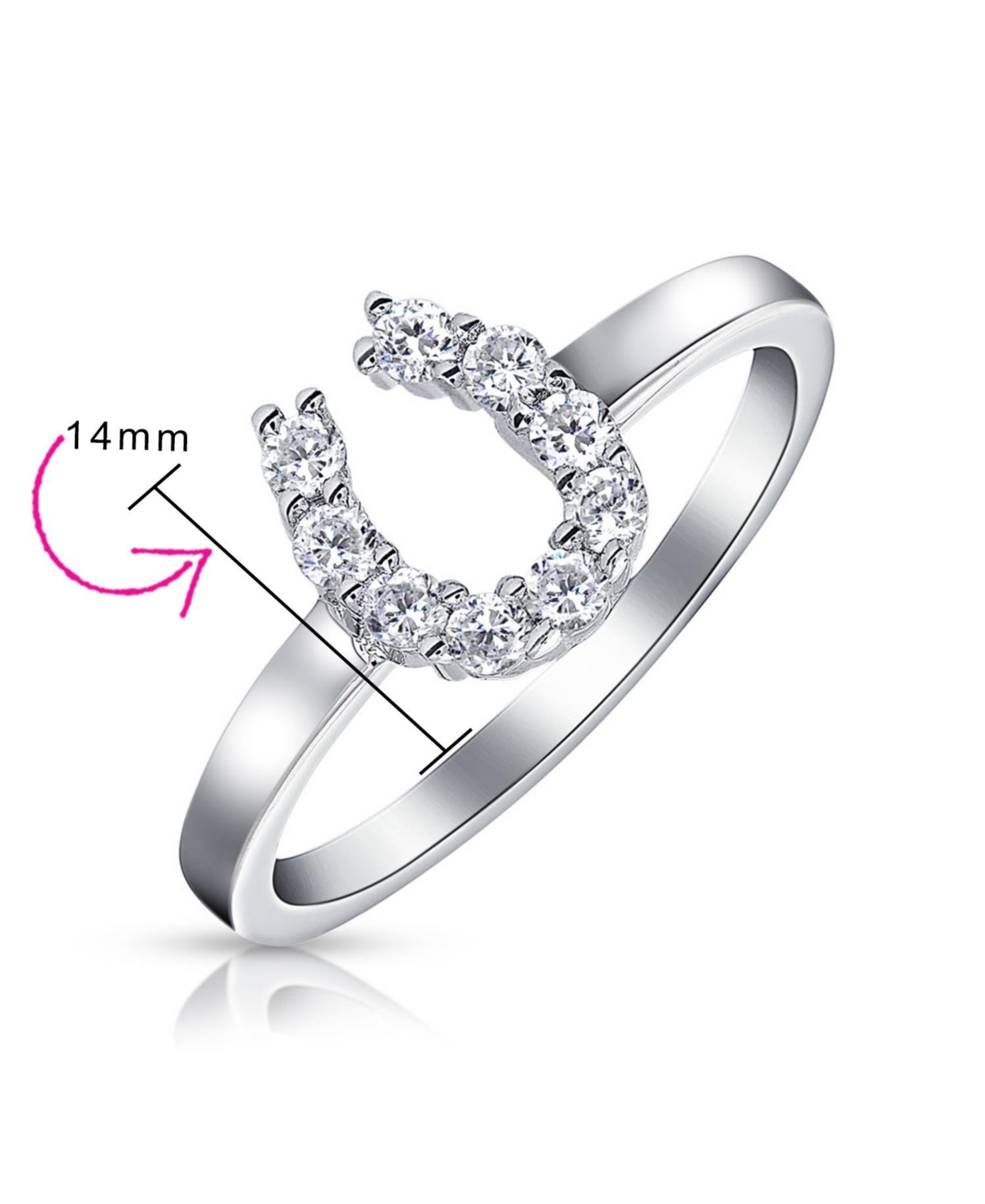 Bling Jewelry Good Luck Cubic Zirconia Pave Cz Equine Cowgirl Equestrian Good Luck Horseshoe Ring Western Jewelry For Women .925 Sterling Silver - Cle