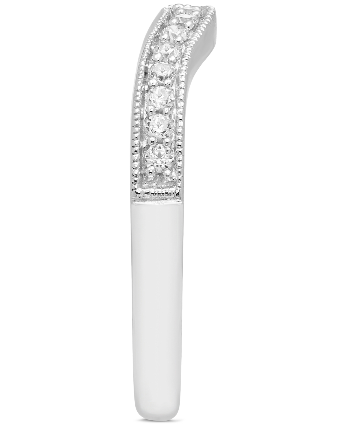 Macy's Diamond Milgrain Beaded Contour Band (1/5 Ct. T.w.) In 14k White Gold In White Gold