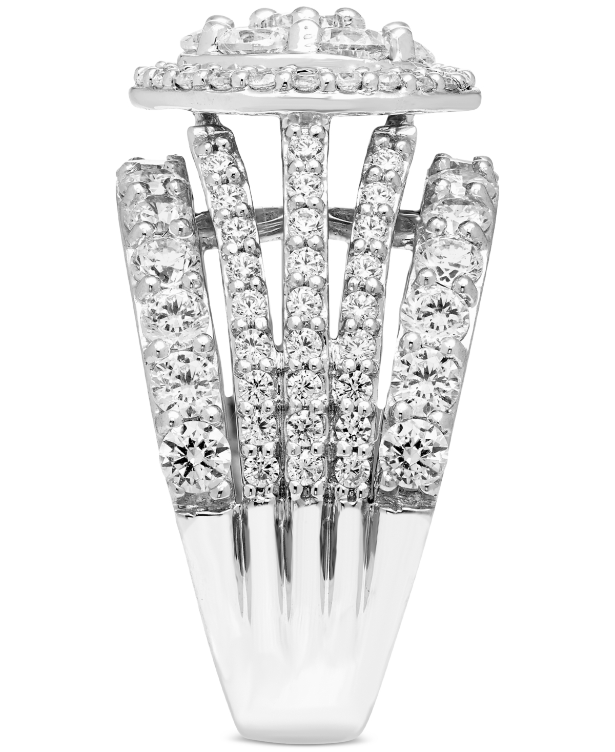Macy's Diamond Multirow Cluster Ring (3 Ct. T.w.) In 14k White Gold In White Gold