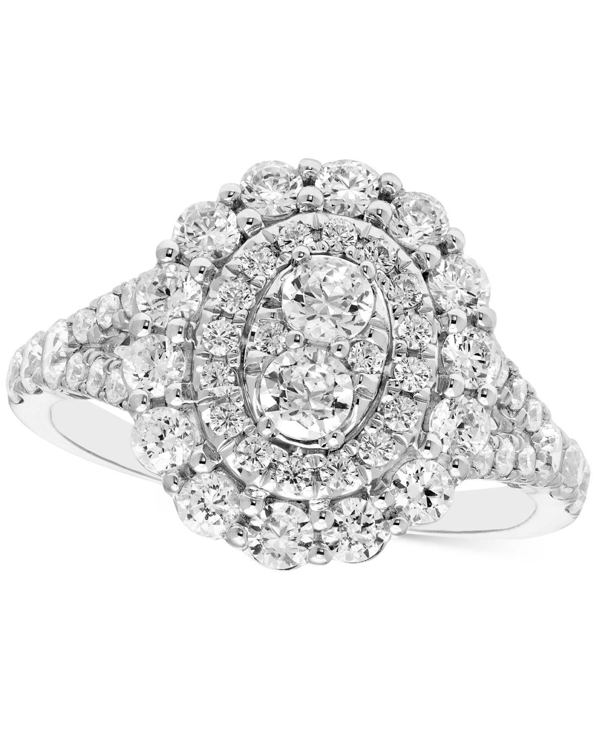 Macy's Diamond Oval Shaped Halo Cluster Engagement Ring (1-1/2 Ct. T.w.) In 14k White Gold In White Gold