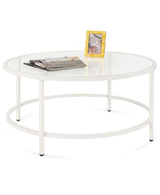 36in Round Tempered Glass Coffee Table for Home, Living Room, Dining Room