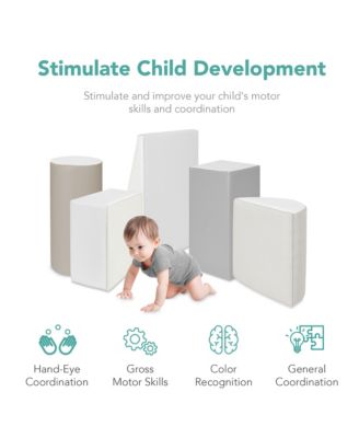 5-Piece Kids Climb and Crawl Soft Foam Block Playset Structures for Child Development