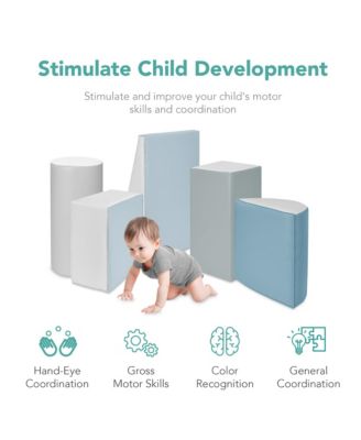 5-Piece Kids Climb and Crawl Soft Foam Block Playset Structures for Child Development