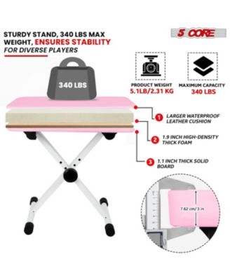 Keyboard Bench 3" Padded Cushioned Piano Stool Adjustable Guitar Seat