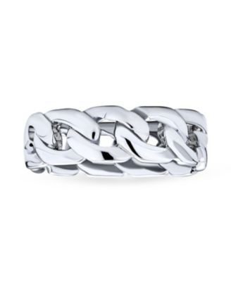 Unisex Solid Braided Celtic Eternity Band Knot Cable Cuban Curb Link Chain Rings Bands .925 Sterling Silver 6MM