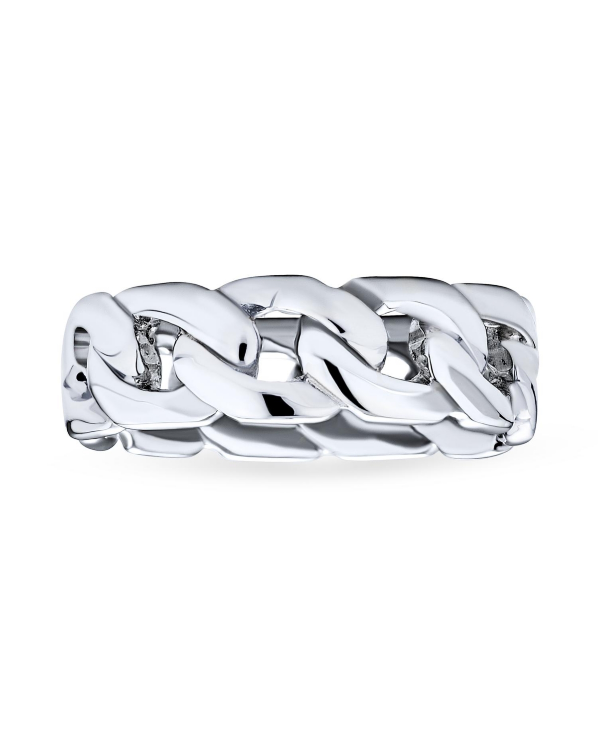Bling Jewelry Unisex Solid Braided Celtic Eternity Band Knot Cable Cuban Curb Link Chain Rings Bands .925 Sterling Silver 6MM - Silver tone 6mm