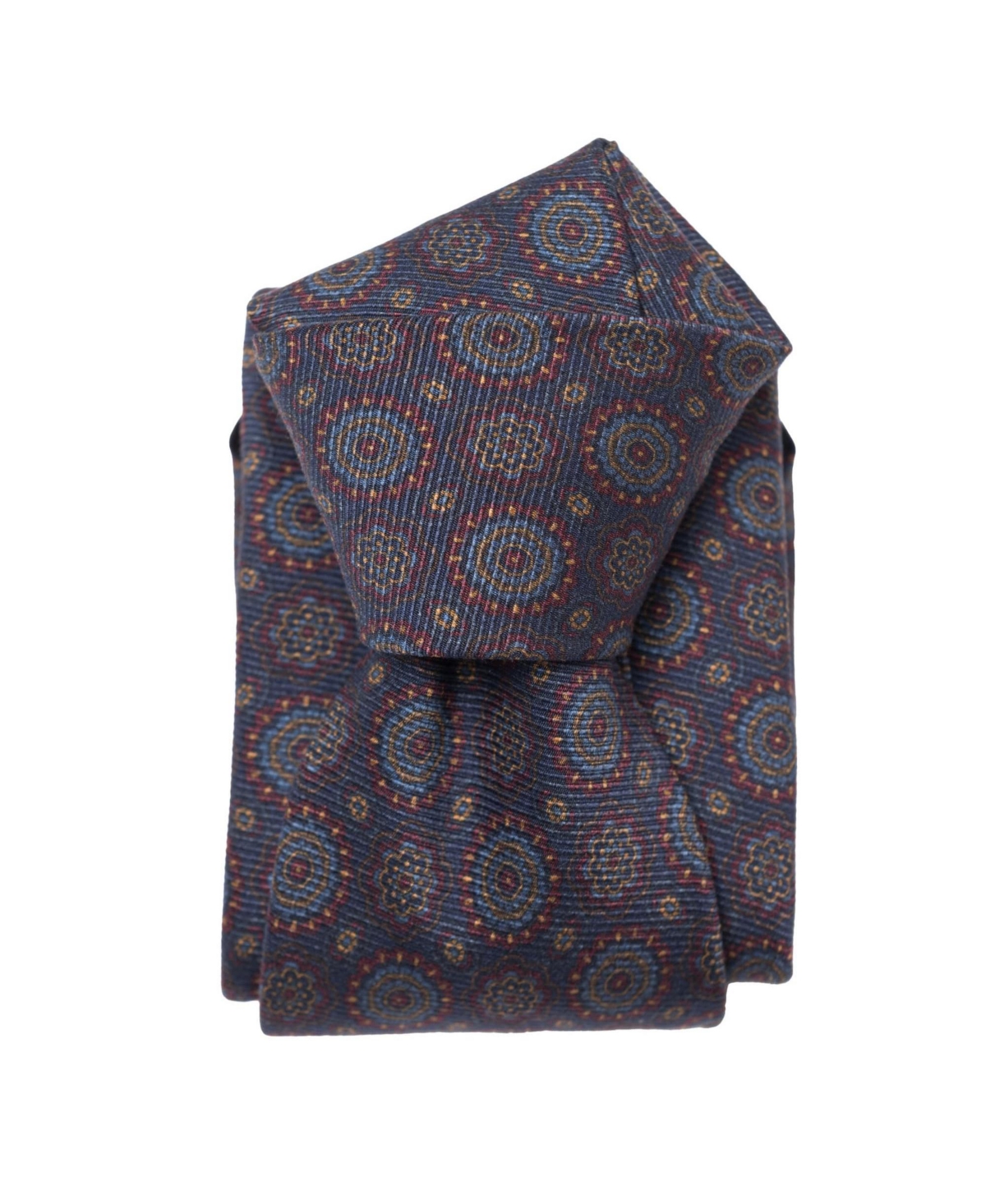 Moretti - Printed Silk Tie for Men - Navy  burgundy