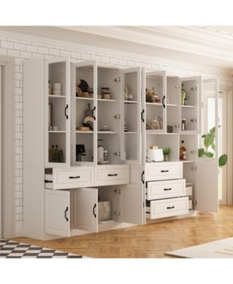 19-Shelf Wood Standard Bookcase With Adjustable Shelves,5 Drawers