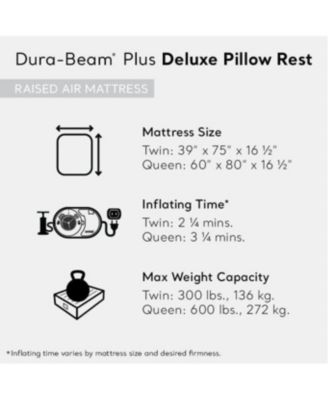 Dura Beam Deluxe Pillow Raised Air Mattress Bed with Built In Pump, Twin