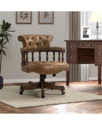 Viktor Traditional Genuine Leather Executive Chair with Nailhead Trims