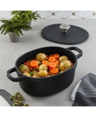 Leo Graphite 5qt. Enameled Cast Iron Oval Stockpot, 10.75"