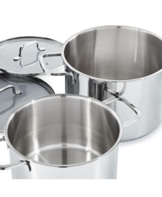 DiNA Helix 4pc Recycled 18/10 Stainless Steel Stockpot Set, Glass Lids