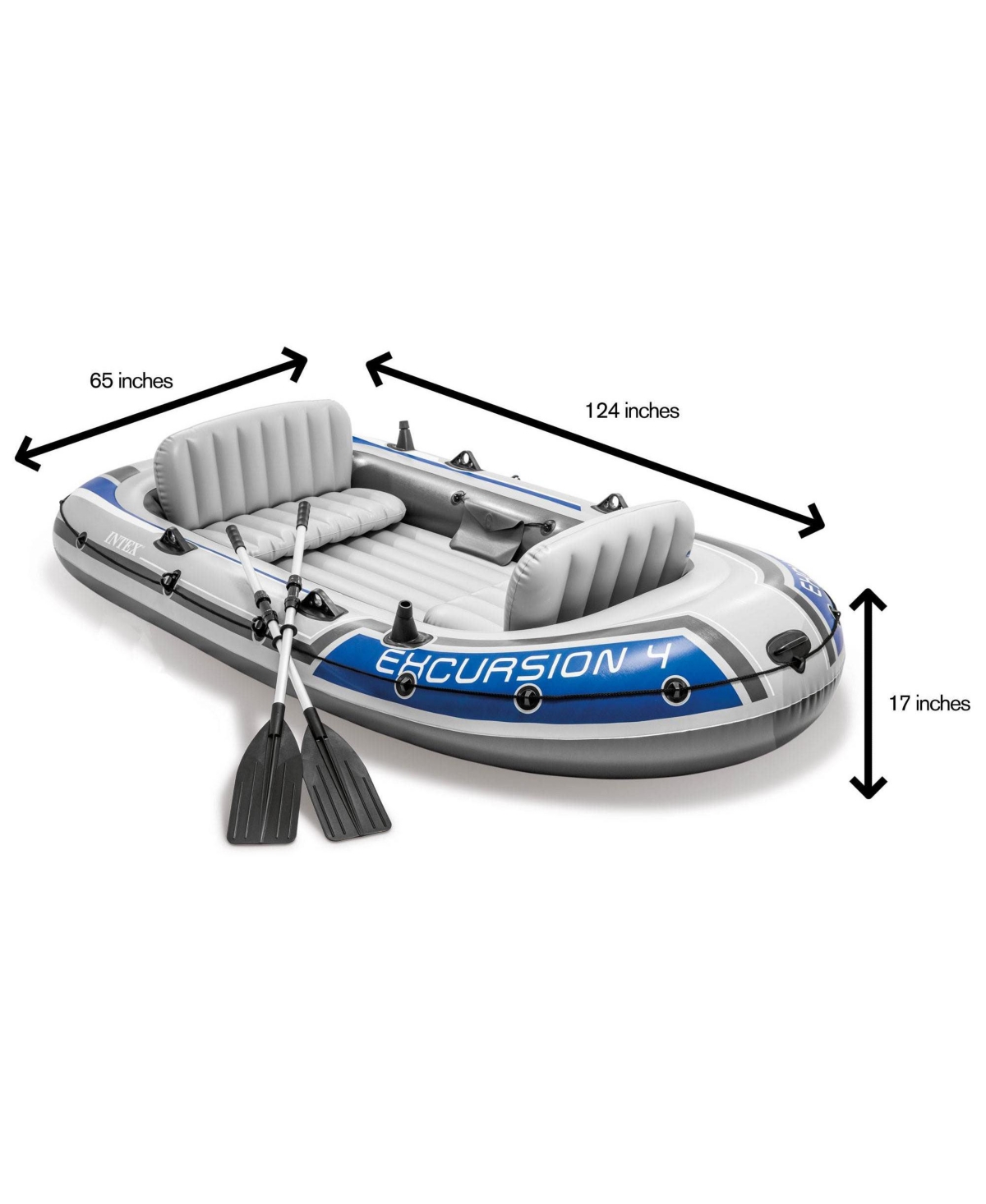 Intex Excursion 4 Inflatable River/Lake Boat Raft Set & Motor Mount Kit