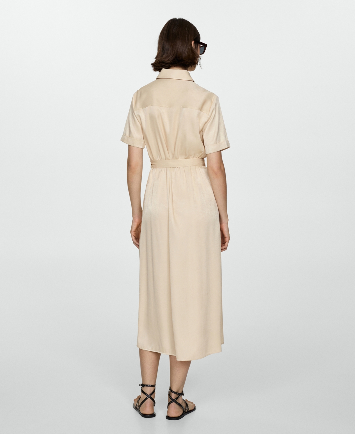 Mango Satin Shirt Dress Blue In Blue