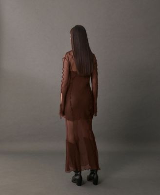 Women's Flared Semi-Sheer Chiffon Dress