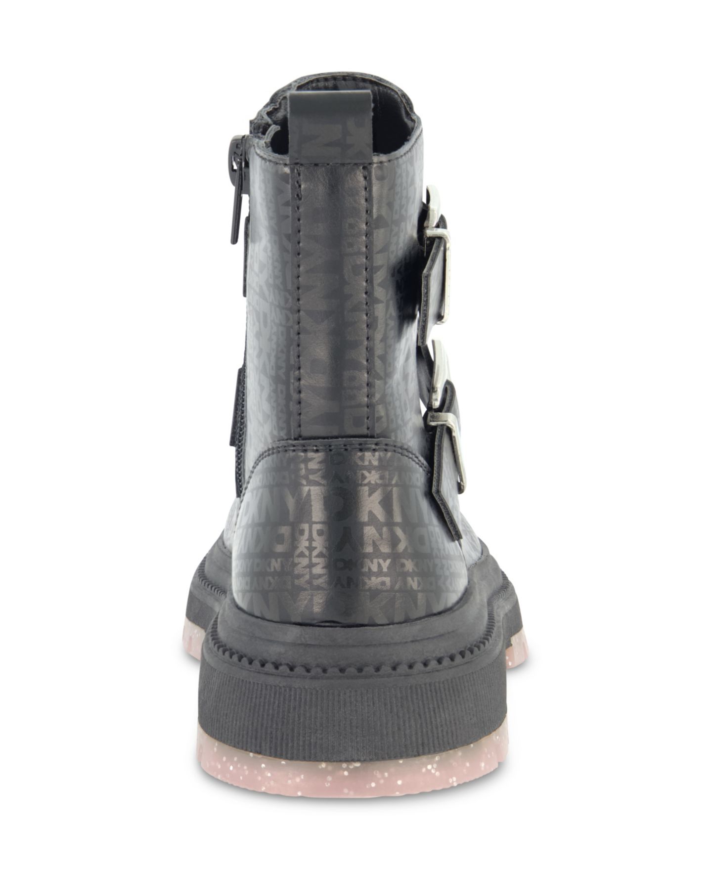 Ботинки DKNY Crissa Buckles Lug Boot для девочек, цвет: Чёрный / Розовый — фото 4