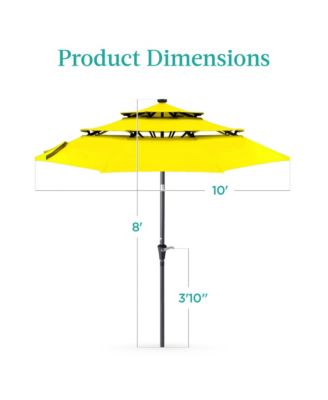10ft 3-Tier Solar Patio Umbrella w/ 24 LED Lights, Tilt Adjustment, Easy Crank