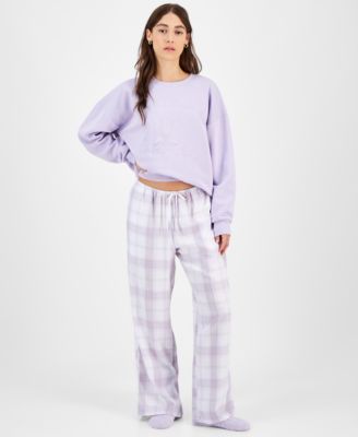 Juniors Graphic Sweatshirt Camisole Flannel Plaid Pants