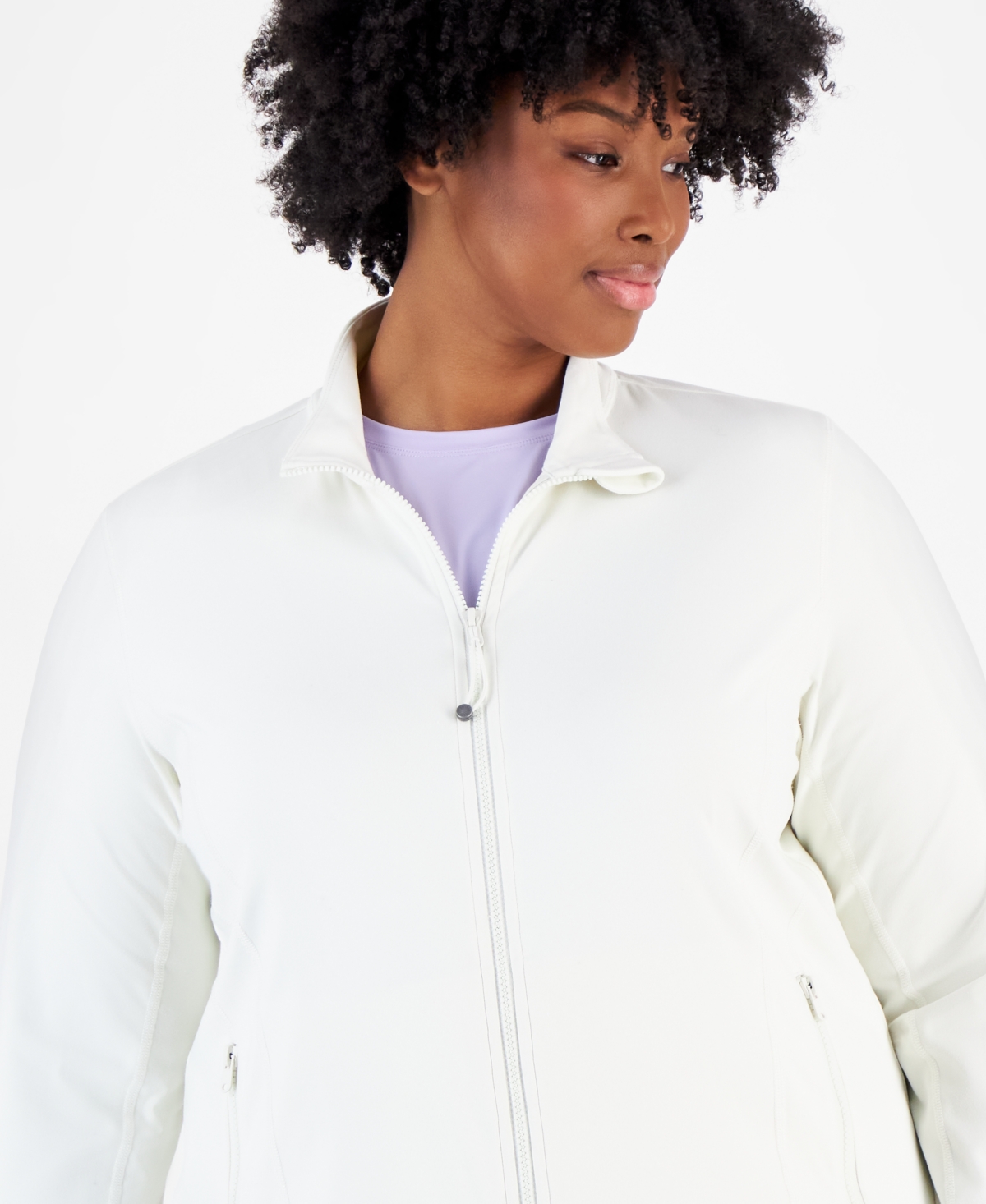 Id Ideology Plus Size Soft Flex Solid Full-zip Jacket, Created For Macy's In Tofu